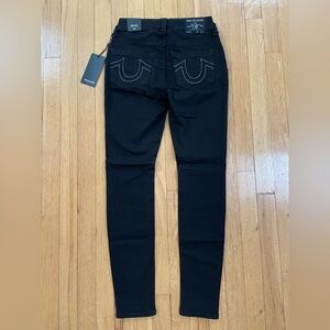 Women's True Religion Jenny Curvy Mid Rise Super Skinny Body Rinse Black Jeans